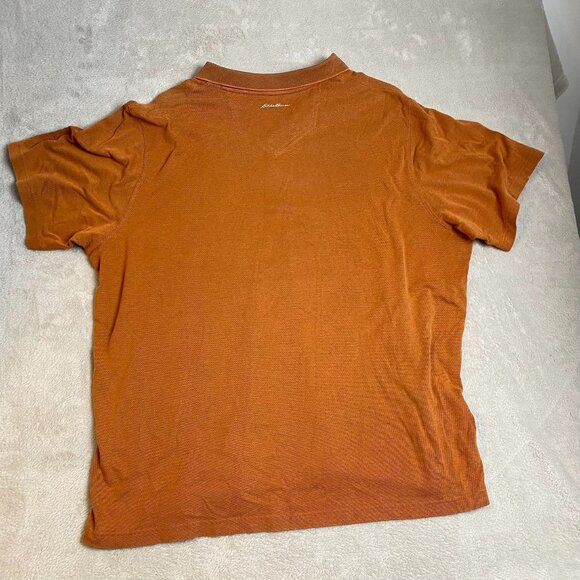 Eddie Bauer Mens Polo Shirt 2XL Orange Travex Performance Blend Lightweight Shor - Picture 10 of 10